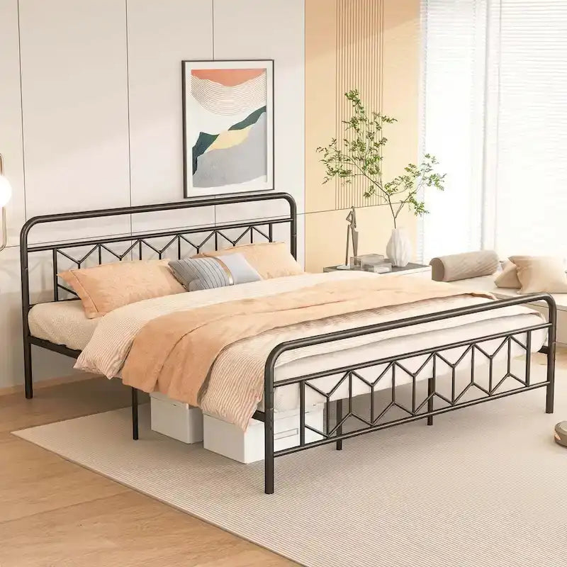 Base de lit Twin/Full/Queen/King avec sommier tapissier/matelas