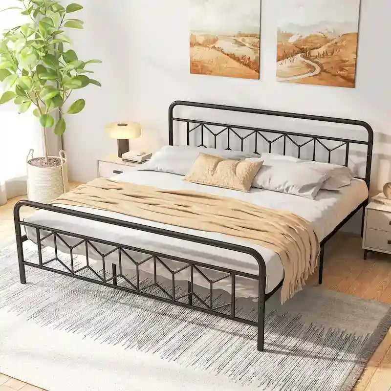 Base de lit Twin/Full/Queen/King avec sommier tapissier/matelas