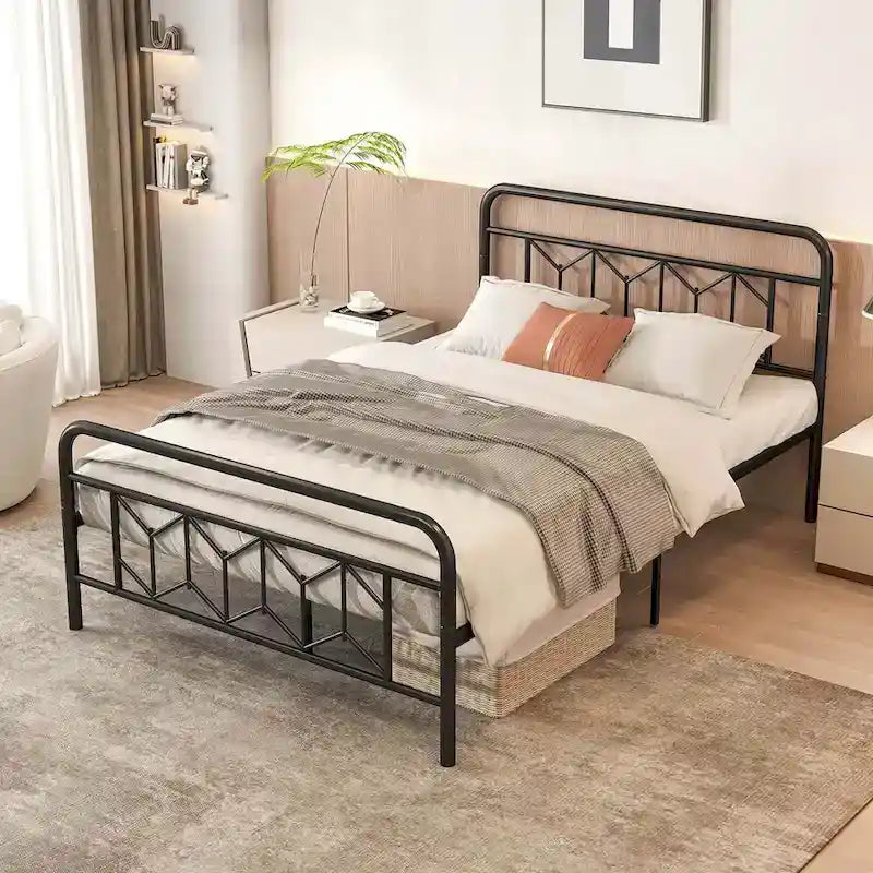 Base de lit Twin/Full/Queen/King avec sommier tapissier/matelas