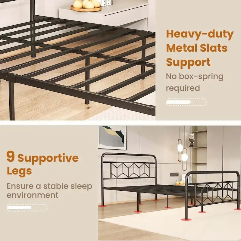 Base de lit Twin/Full/Queen/King avec sommier tapissier/matelas