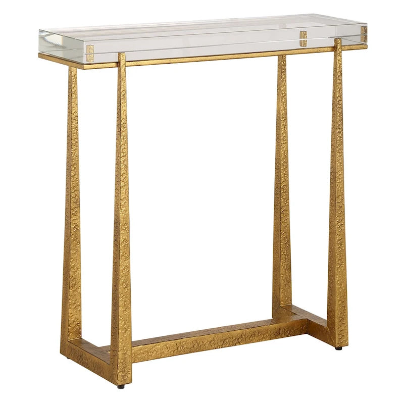 Table d'appoint haute en cristal épais – 24 – Or antique