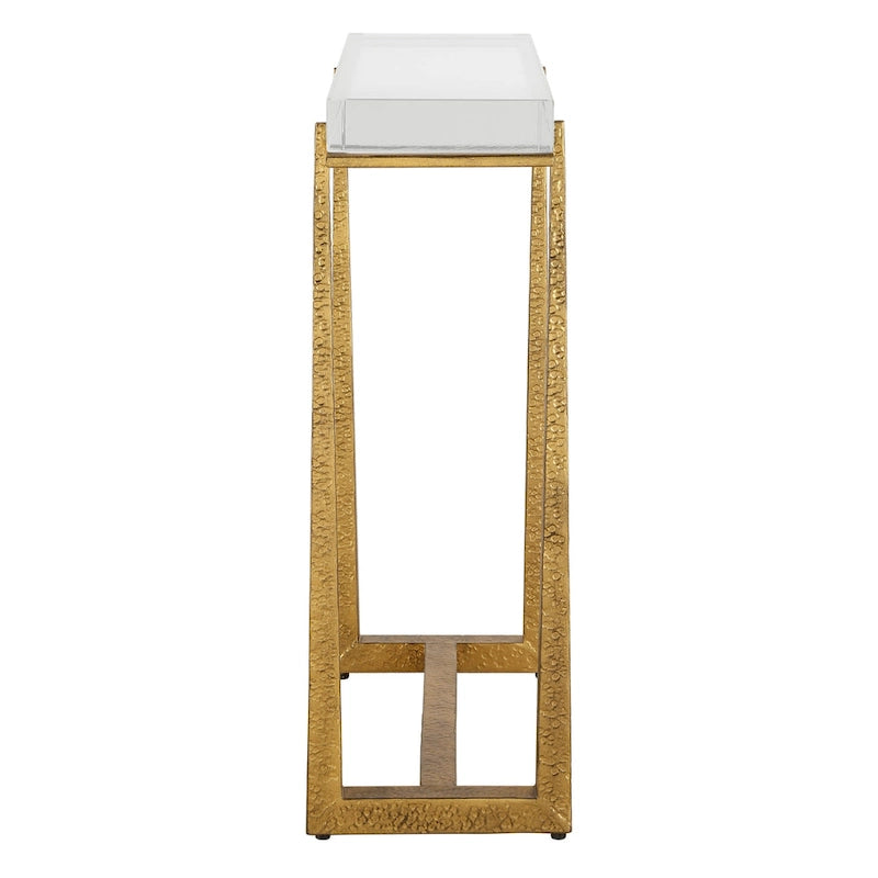 Table d'appoint haute en cristal épais – 24 – Or antique