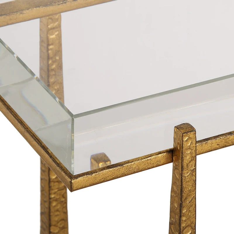 Table d'appoint haute en cristal épais – 24 – Or antique