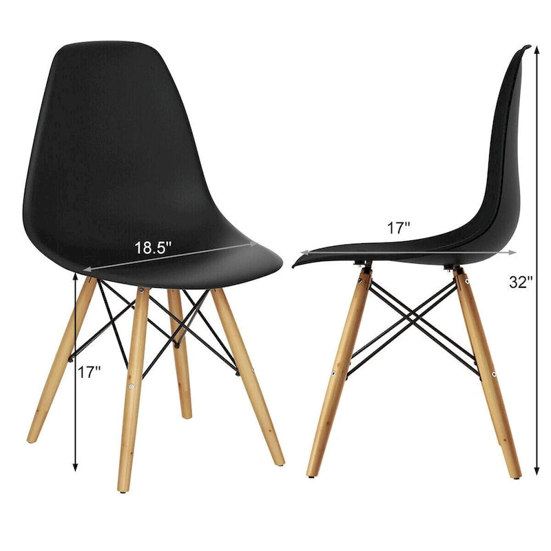 Lot de 2 chaises de salle à manger modernes sans accoudoirs avec pieds en bois – Voir détails