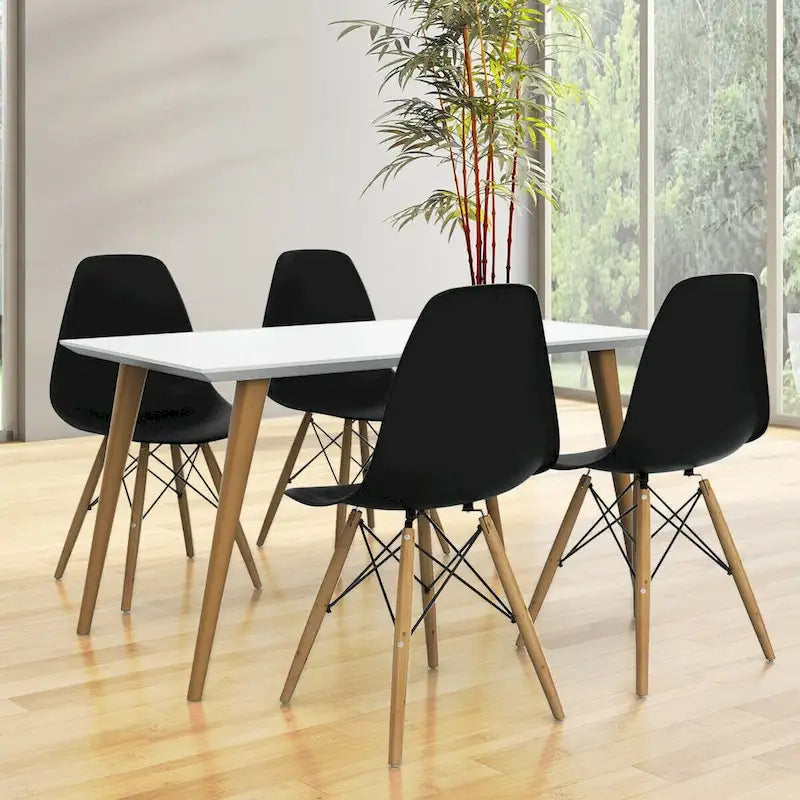 Lot de 2 chaises de salle à manger modernes sans accoudoirs avec pieds en bois – Voir détails