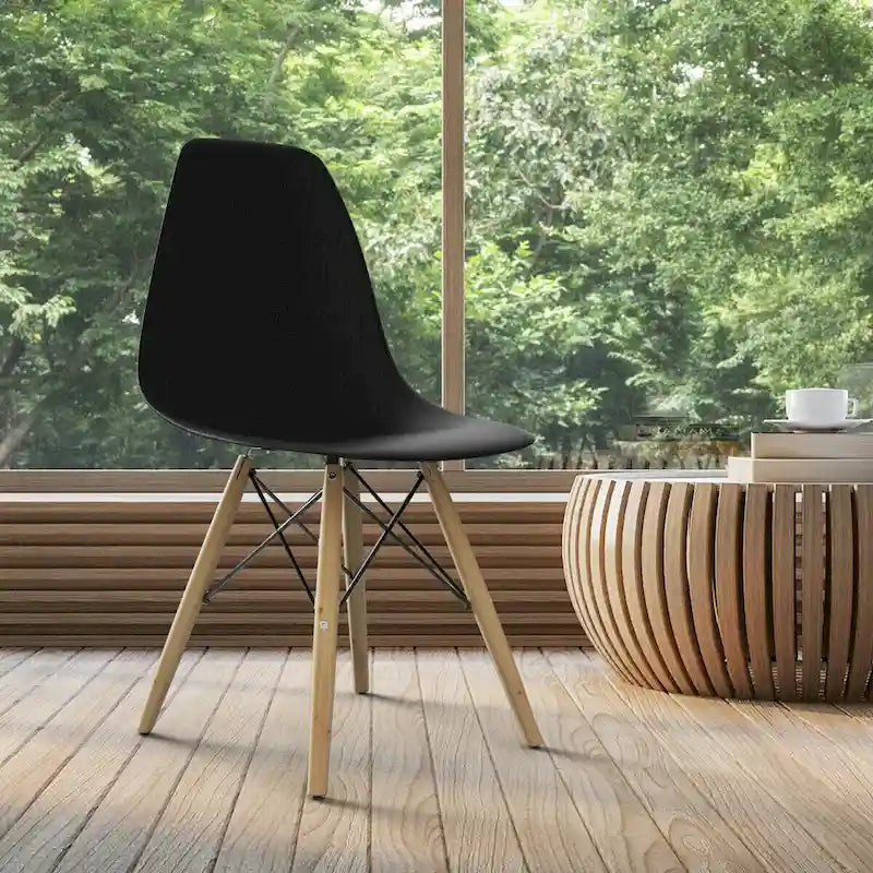 Lot de 2 chaises de salle à manger modernes sans accoudoirs avec pieds en bois – Voir détails