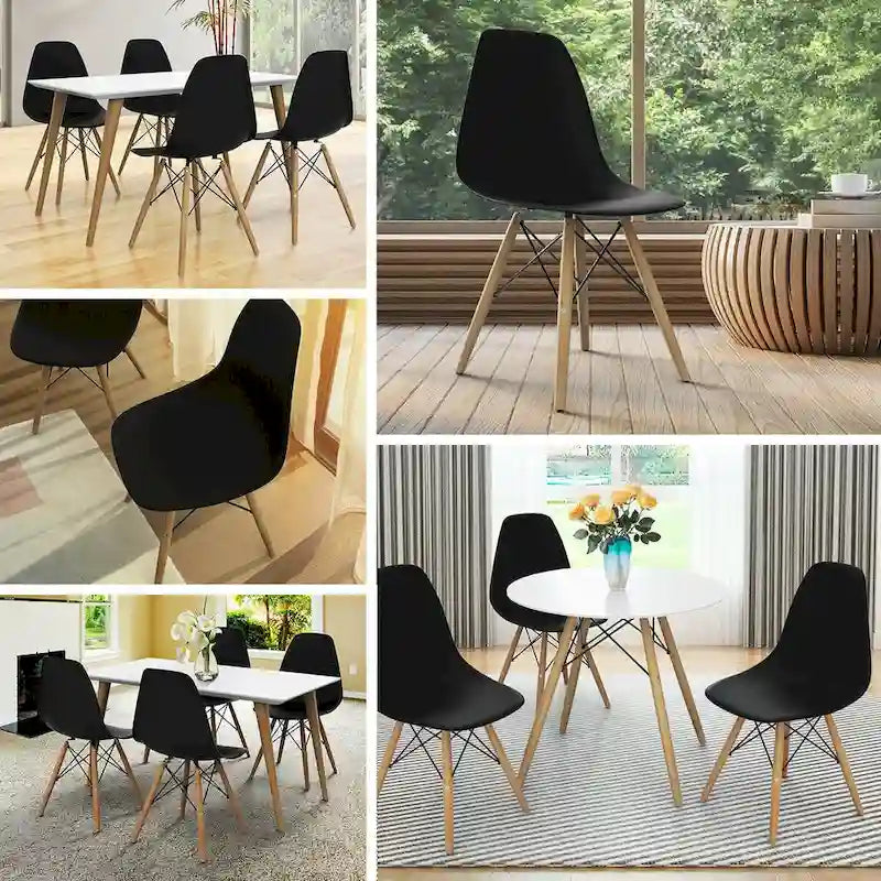 Lot de 2 chaises de salle à manger modernes sans accoudoirs avec pieds en bois – Voir détails