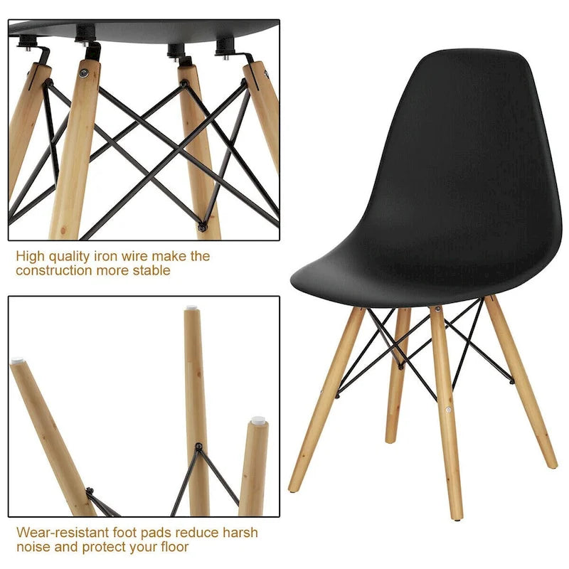 Lot de 2 chaises de salle à manger modernes sans accoudoirs avec pieds en bois – Voir détails