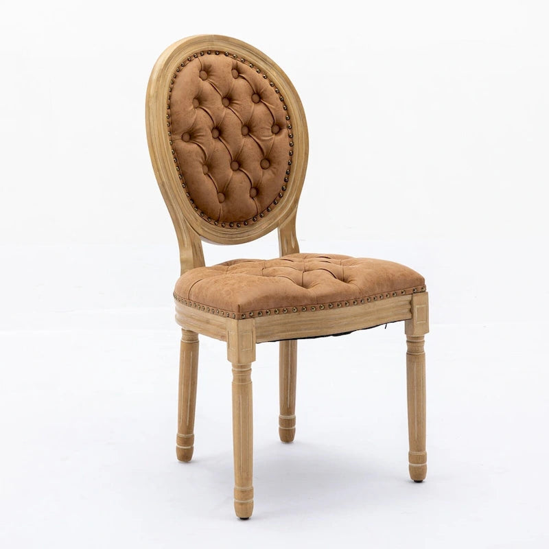 Chaises de salle à manger françaises en bois massif avec garniture cloutée (Lot de 2)