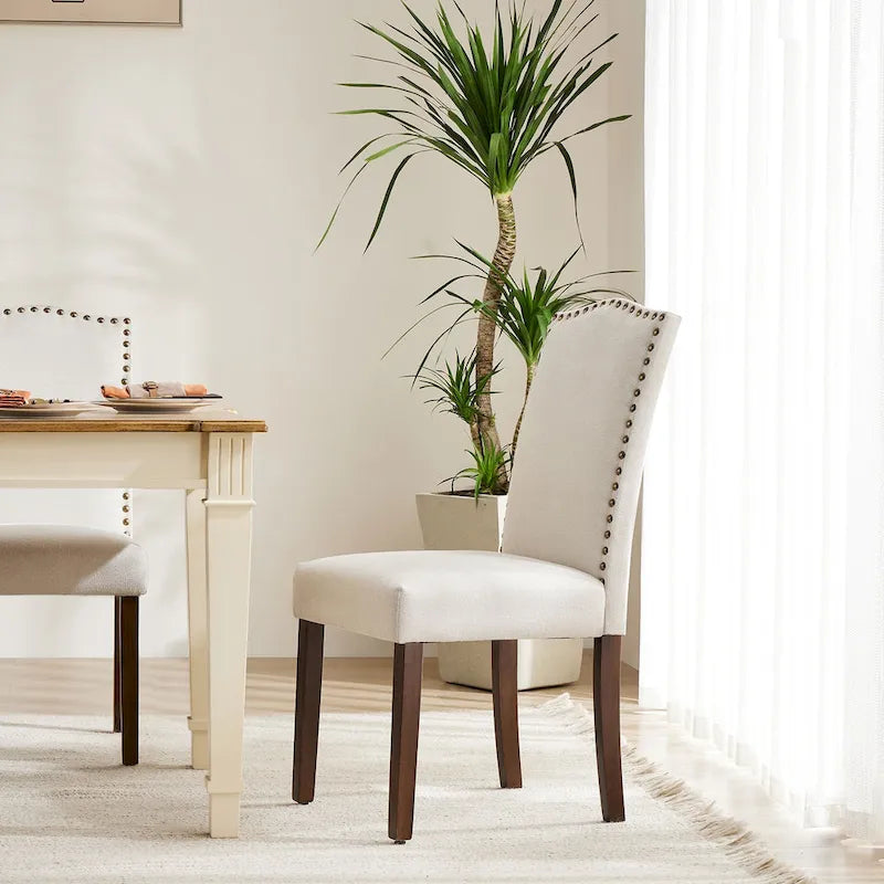 Ensemble de chaises de salle à manger (deux pièces) en cuir brun foncé