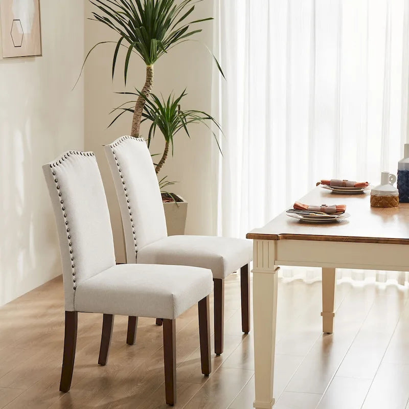 Ensemble de chaises de salle à manger (deux pièces) en cuir brun foncé
