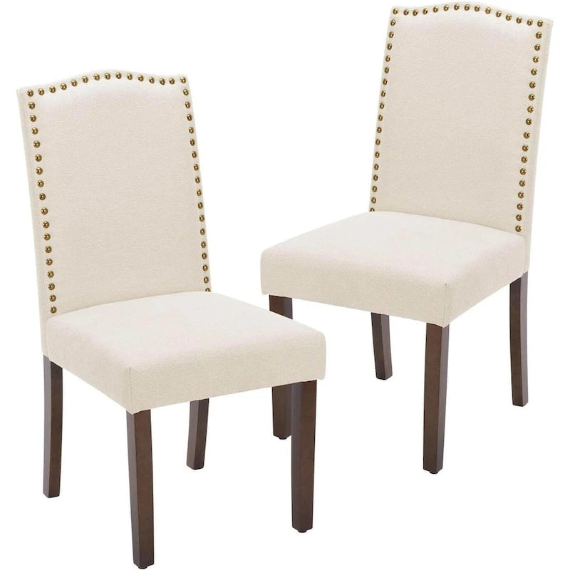 Ensemble de chaises de salle à manger (deux pièces) en cuir brun foncé