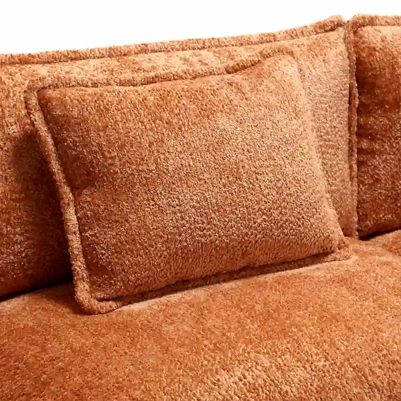 Canapé d'angle en L 4 places Orange 112,2" en tissu bouclé moderne avec coussins amovibles et accoudoirs détachables