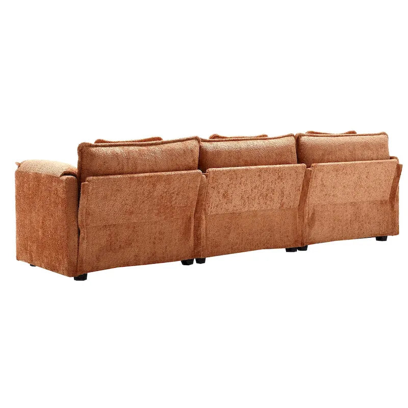 Canapé d'angle en L 4 places Orange 112,2" en tissu bouclé moderne avec coussins amovibles et accoudoirs détachables