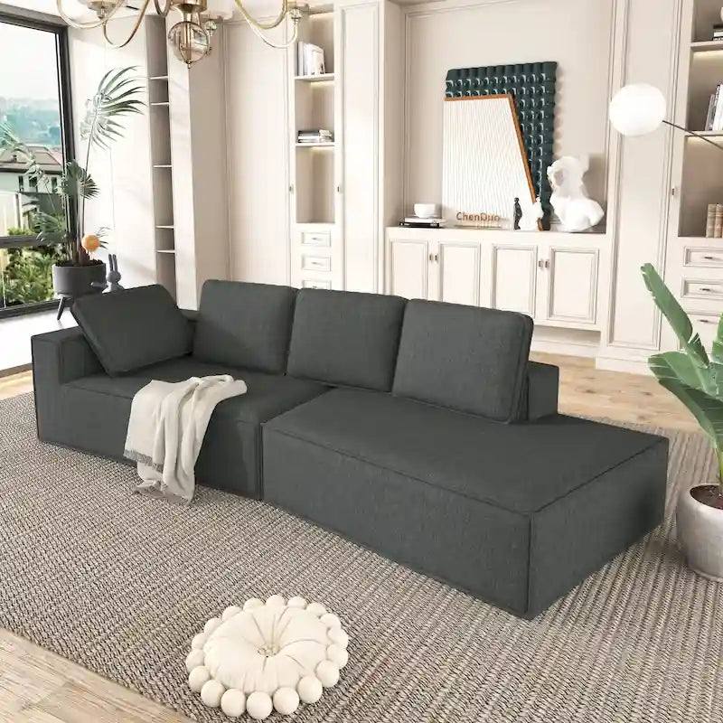 Gris 125 Canapé inclinable moderne à 4 places pour la relaxation dans le salon, convertible intérieur