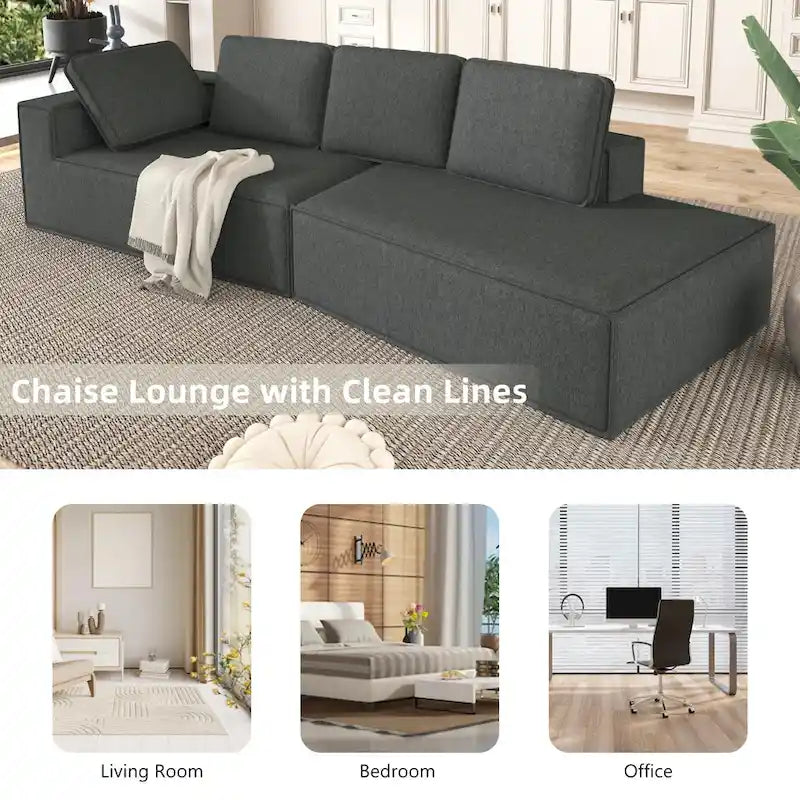 Gris 125 Canapé inclinable moderne à 4 places pour la relaxation dans le salon, convertible intérieur