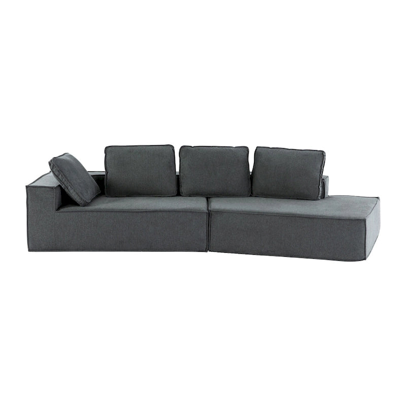 Gris 125 Canapé inclinable moderne à 4 places pour la relaxation dans le salon, convertible intérieur