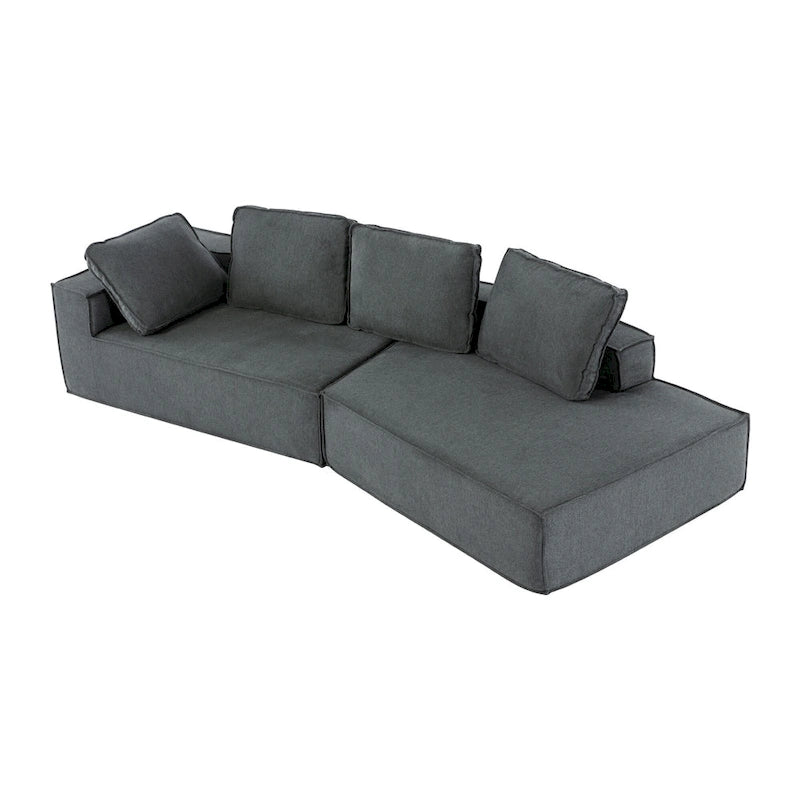 Gris 125 Canapé inclinable moderne à 4 places pour la relaxation dans le salon, convertible intérieur