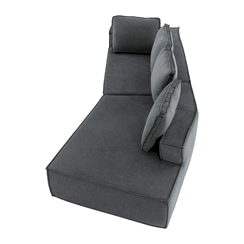 Gris 125 Canapé inclinable moderne à 4 places pour la relaxation dans le salon, convertible intérieur