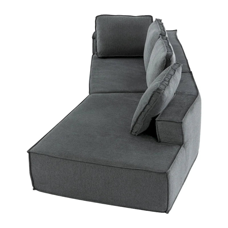 Gris 125 Canapé inclinable moderne à 4 places pour la relaxation dans le salon, convertible intérieur