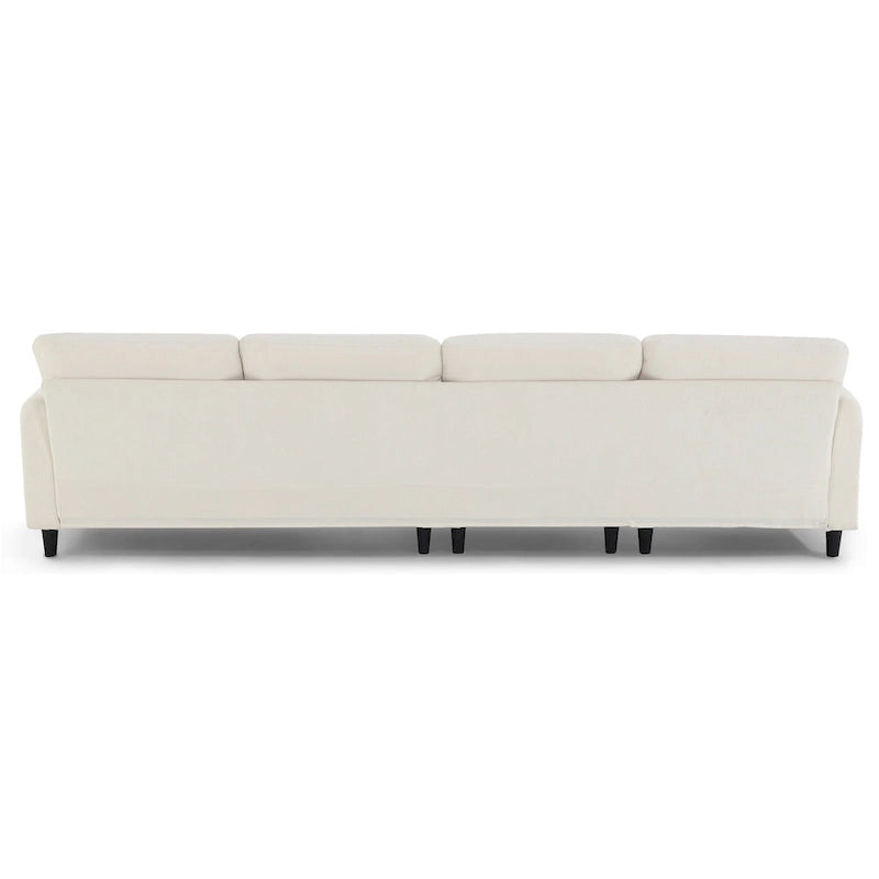 110 Canapé d'angle moderne en L convertible 5 places avec pouf amovible et 5 coussins, tissu chenille doux