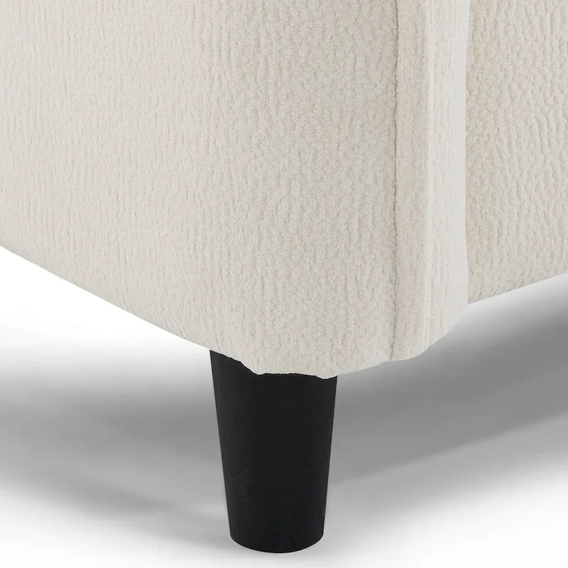 110 Canapé d'angle moderne en L convertible 5 places avec pouf amovible et 5 coussins, tissu chenille doux