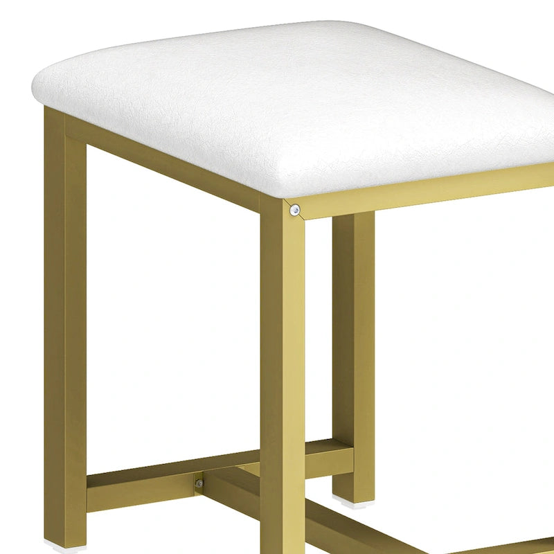 Ensemble de manucure en forme de L à 5 tiroirs avec tabouret rembourré et lumière LED