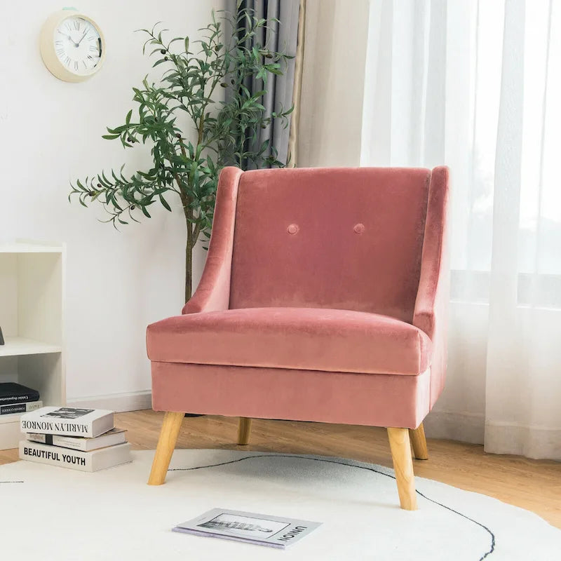 Lot de 2 fauteuils d'appoint Swoop modernes en velours avec pieds en caoutchouc