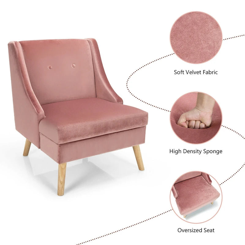 Lot de 2 fauteuils d'appoint Swoop modernes en velours avec pieds en caoutchouc