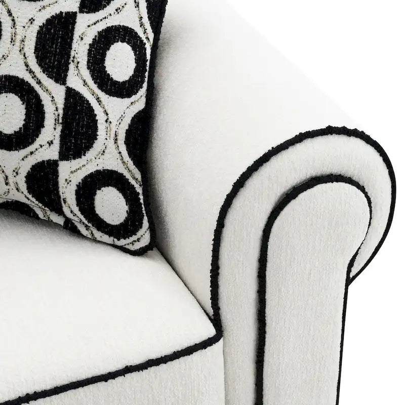 Causeuse moderne en chenille blanche avec coussins