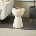 Table d'appoint ou de chevet en bois de manguier – Crème