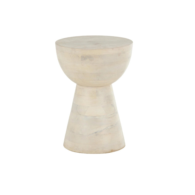 Table d'appoint ou de chevet en bois de manguier – Crème