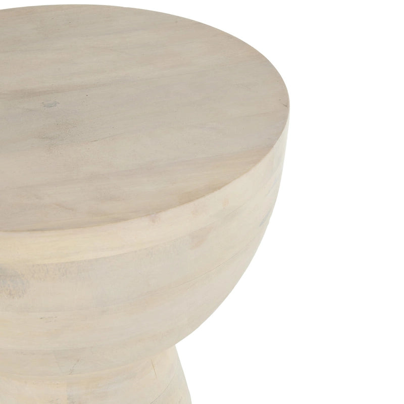Table d'appoint ou de chevet en bois de manguier – Crème