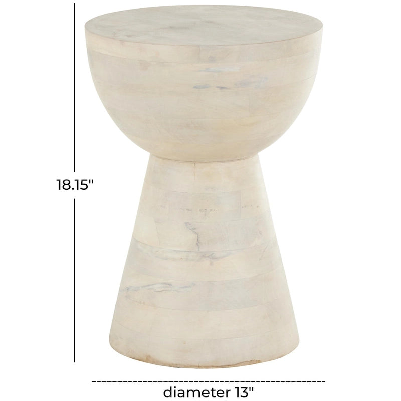 Table d'appoint ou de chevet en bois de manguier – Crème