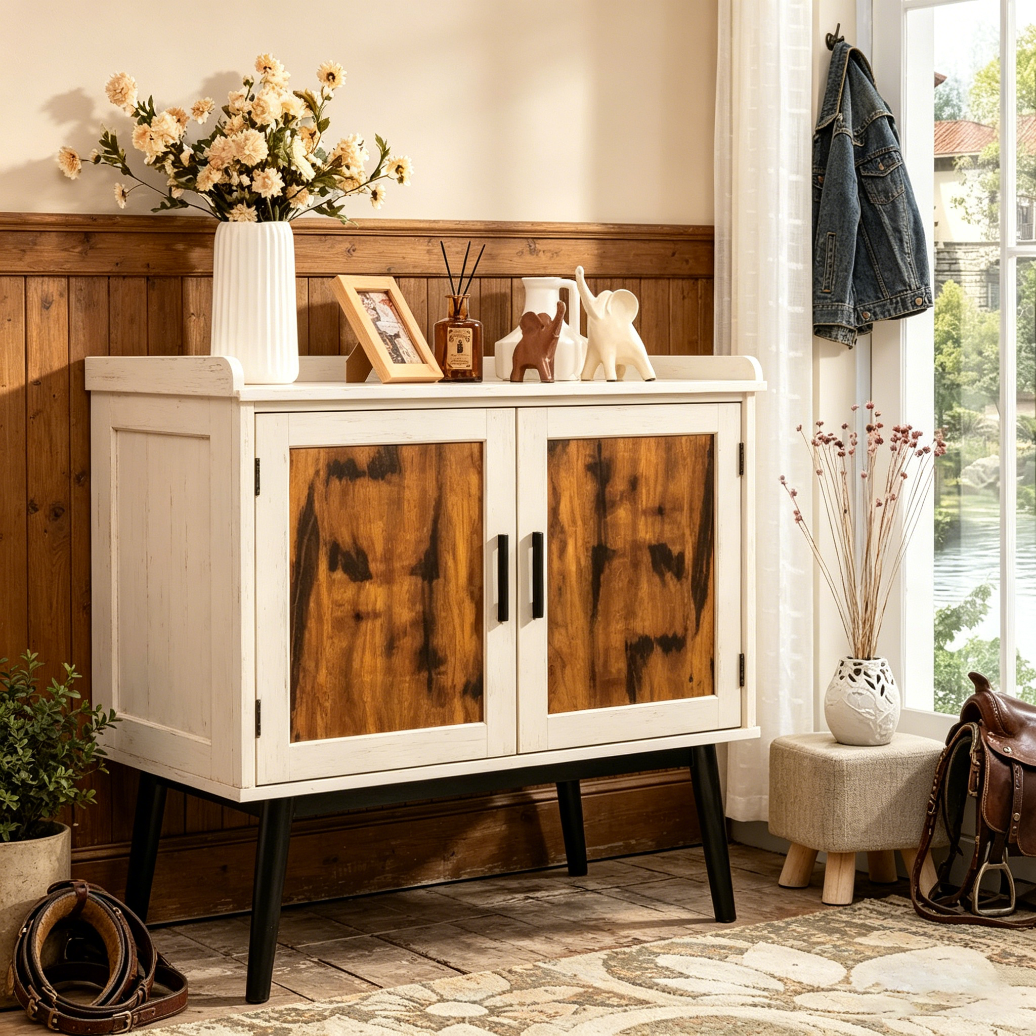 meuble de rangement en bois de style médiéval