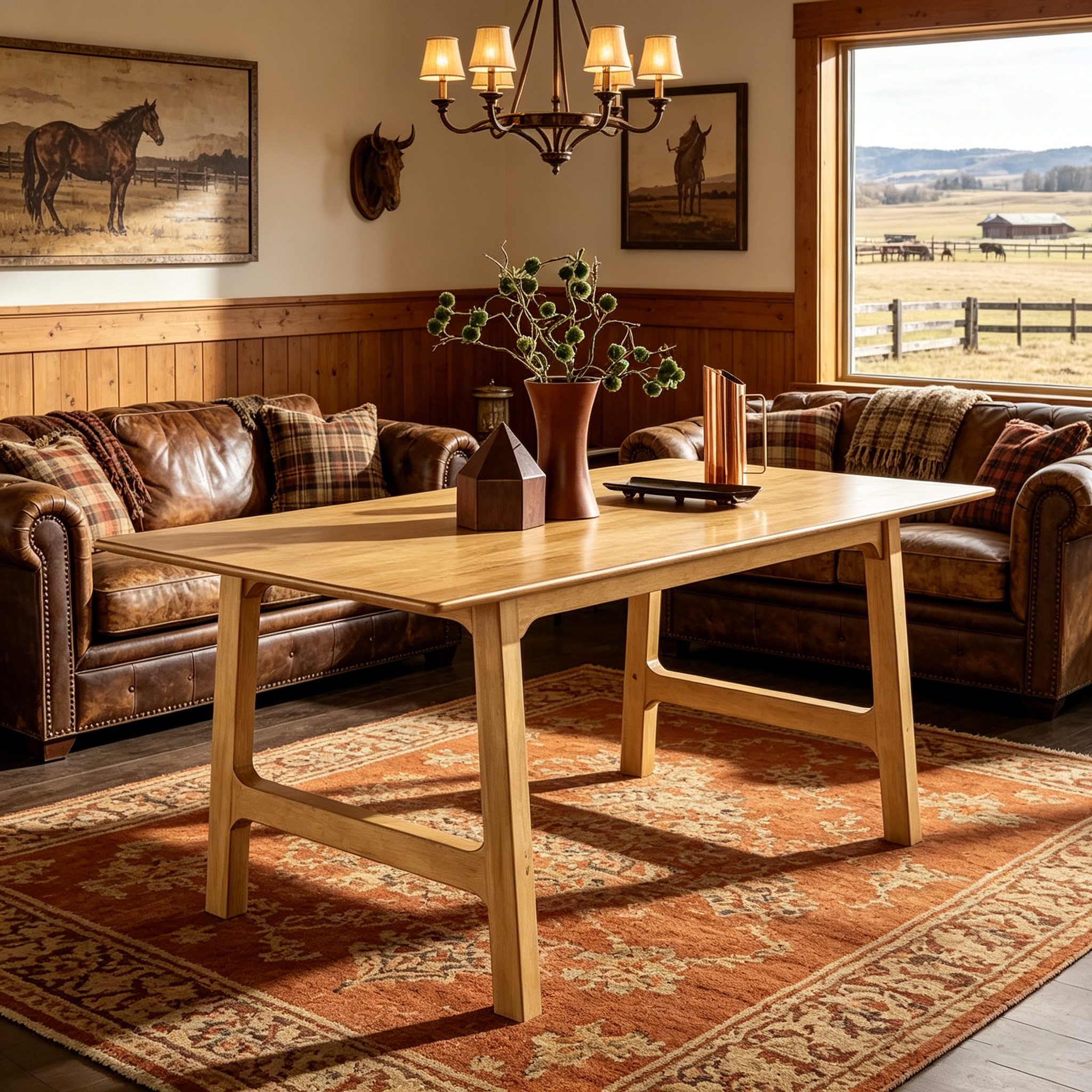 Table de salle à manger style nordique en placage bois (71 cm)