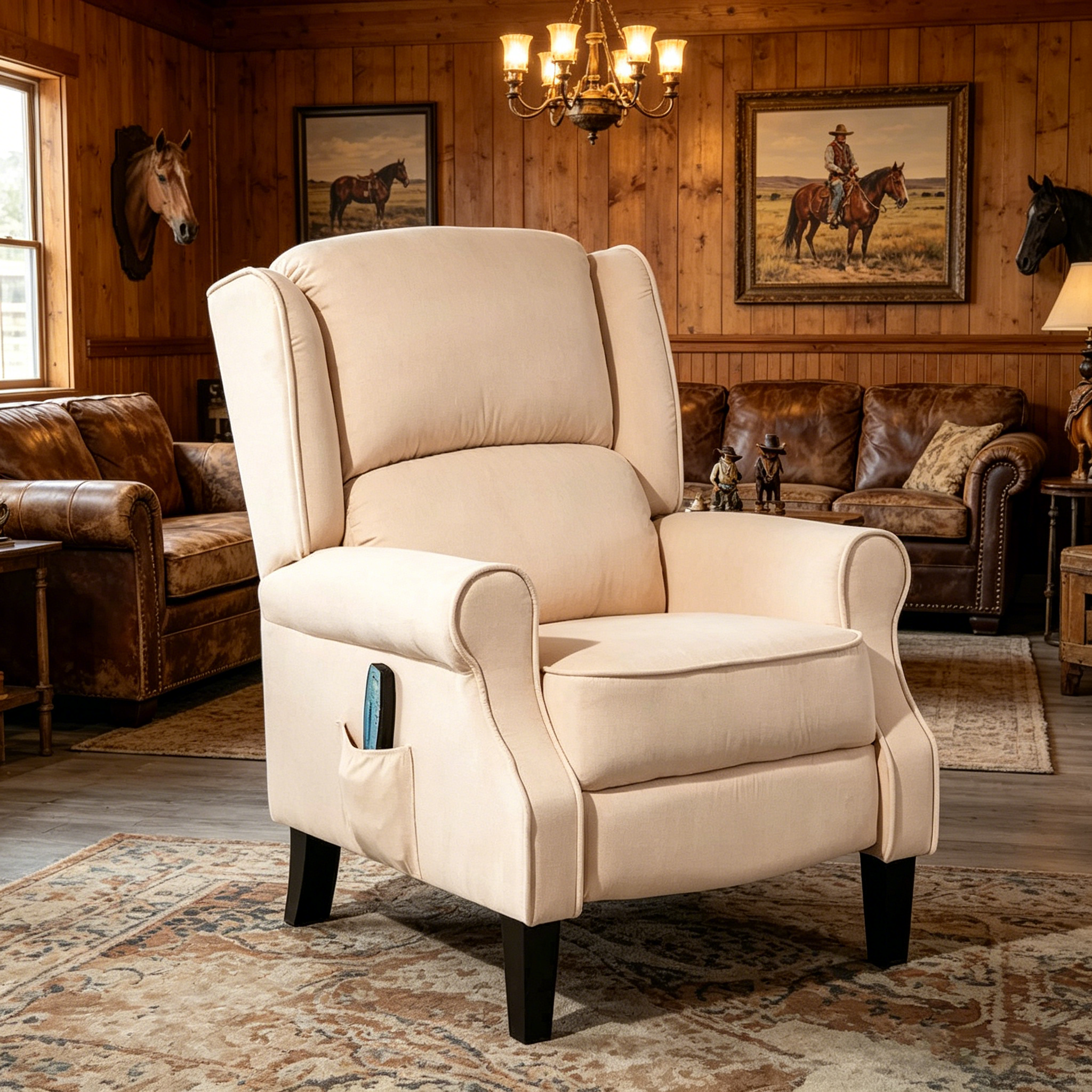 Fauteuil inclinable massant chauffant blanc crème avec chauffage lombaire et télécommande