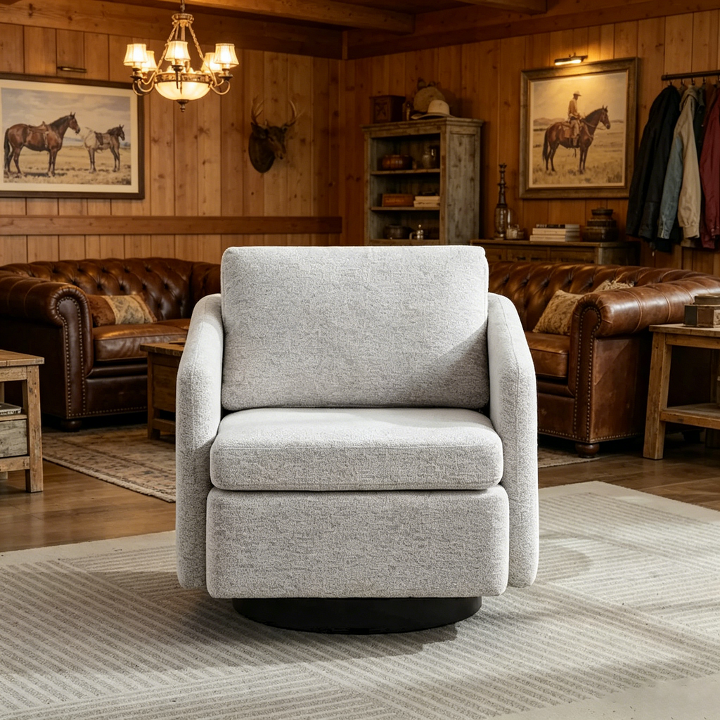 Fauteuil d'appoint pivotant en chenille pour salon