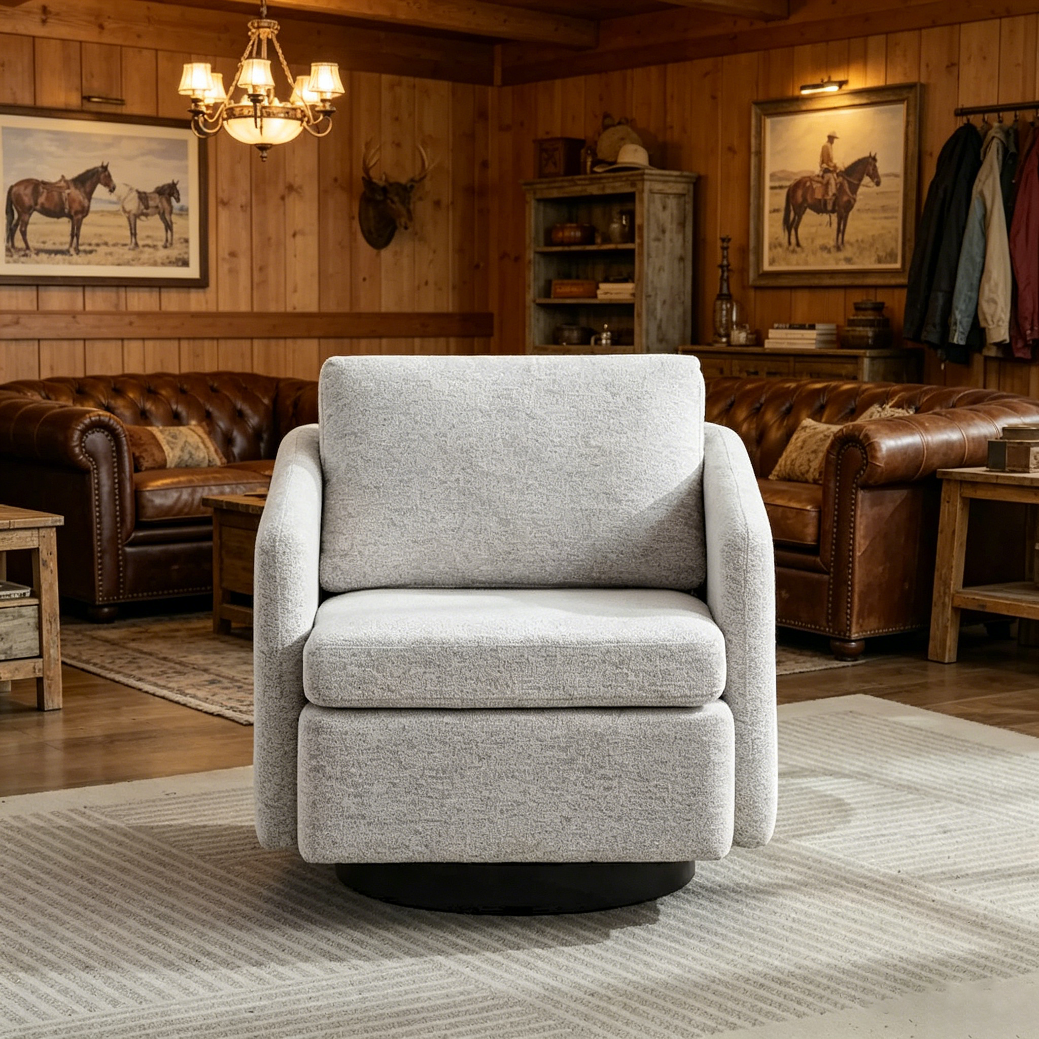 Fauteuil d'appoint pivotant en chenille pour salon