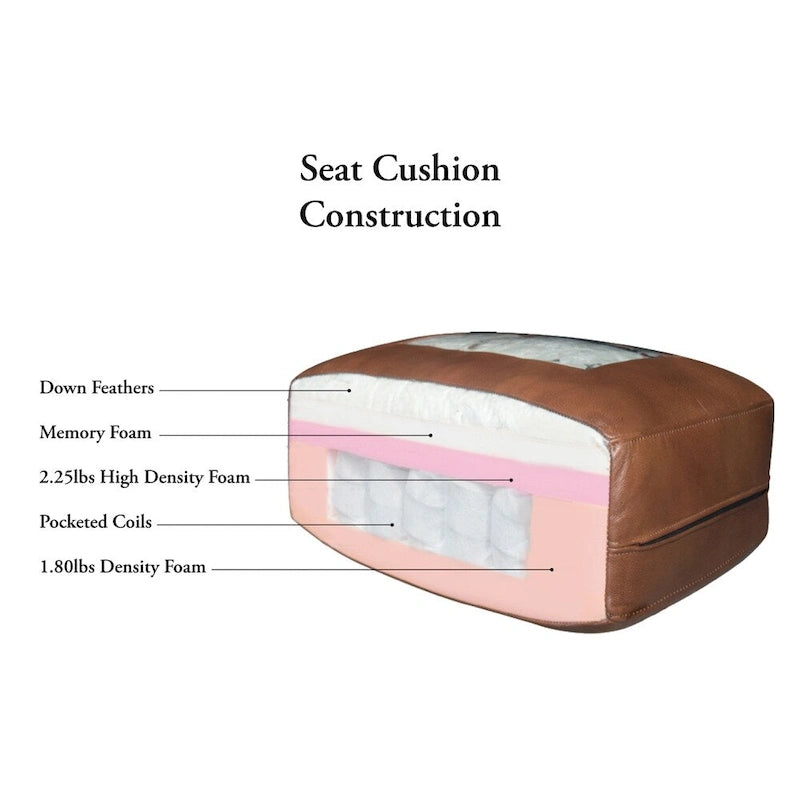 Chaise en orme et cuir, avec rembourrage en duvet, mousse à mémoire de forme et ressorts