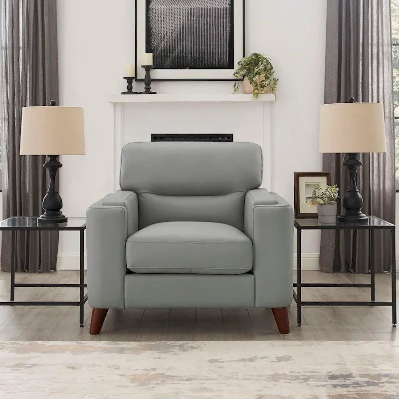 Chaise en orme et cuir, avec rembourrage en duvet, mousse à mémoire de forme et ressorts