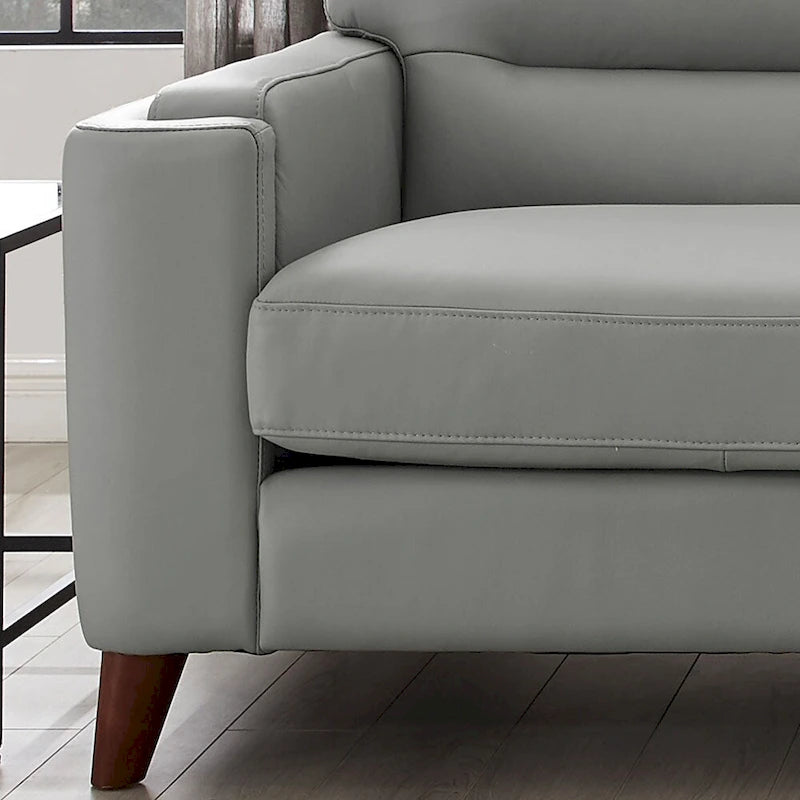 Chaise en orme et cuir, avec rembourrage en duvet, mousse à mémoire de forme et ressorts