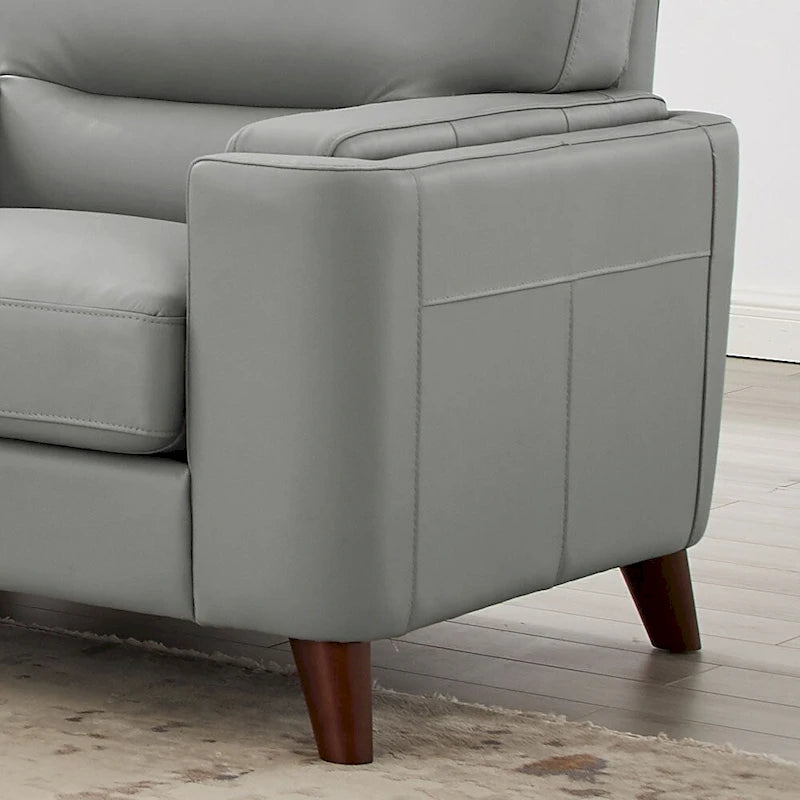 Chaise en orme et cuir, avec rembourrage en duvet, mousse à mémoire de forme et ressorts