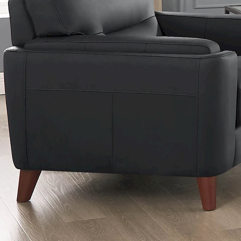 Chaise en orme et cuir, avec rembourrage en duvet, mousse à mémoire de forme et ressorts