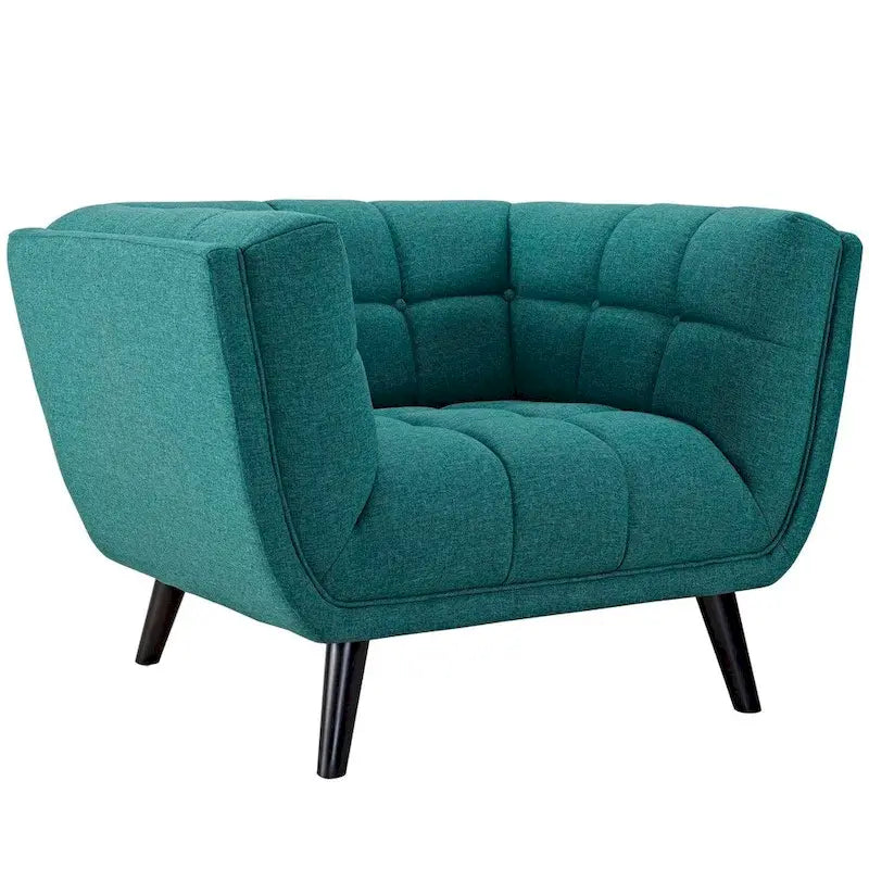 Ensemble canapé et fauteuil en tissu rembourré 2 pièces