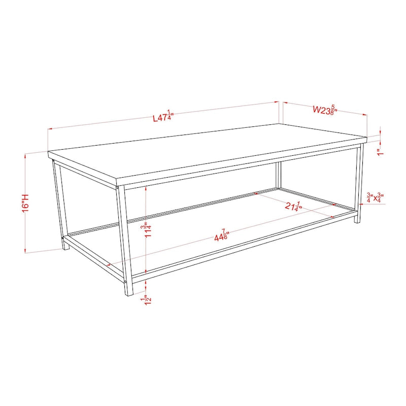 Table basse en bois simple couche de 47 pouces