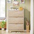 Modern Wood White Shoe Storage Cabinet with 3 Flip Doors,24 Pair Shoe Organizer Cabinet