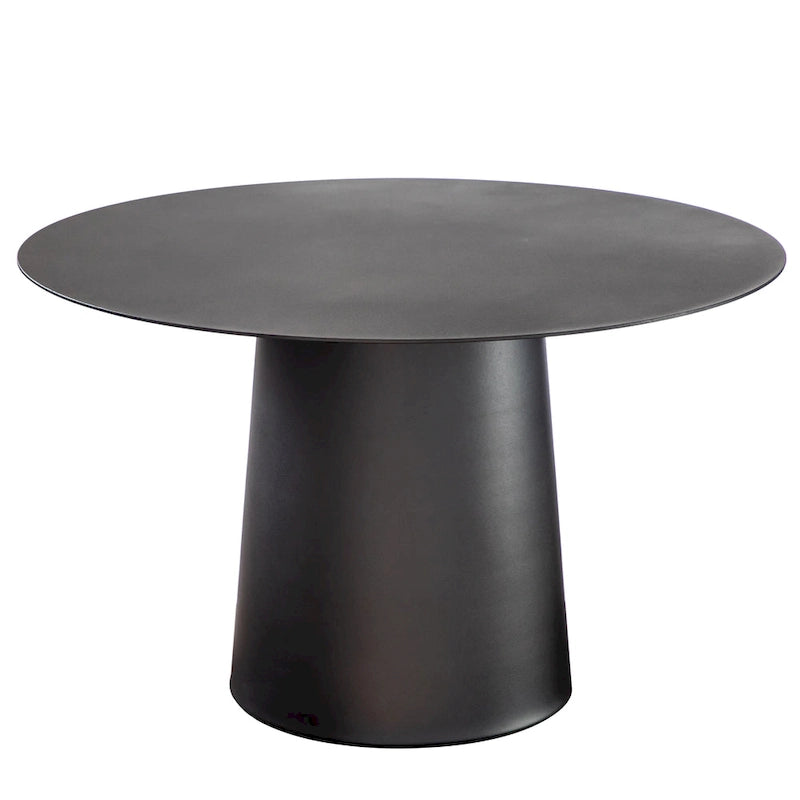 Table basse ronde simple en métal de style moderne du milieu du siècle pour l'extérieur - Noire 23,6 W