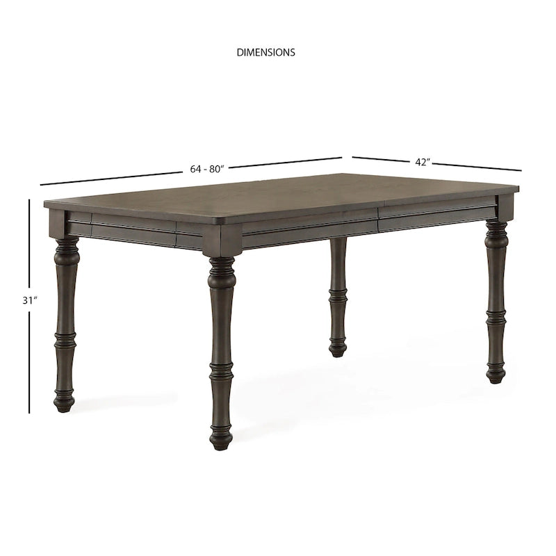 Table de salle à manger en bois de 80 pouces - grise