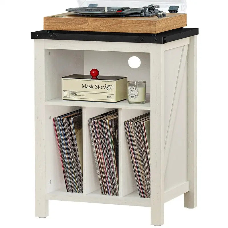 Meuble pour Platine Vinyle avec Rangement de Disques Vinyles – 15,74 P x 19,68 L x 29,01 H